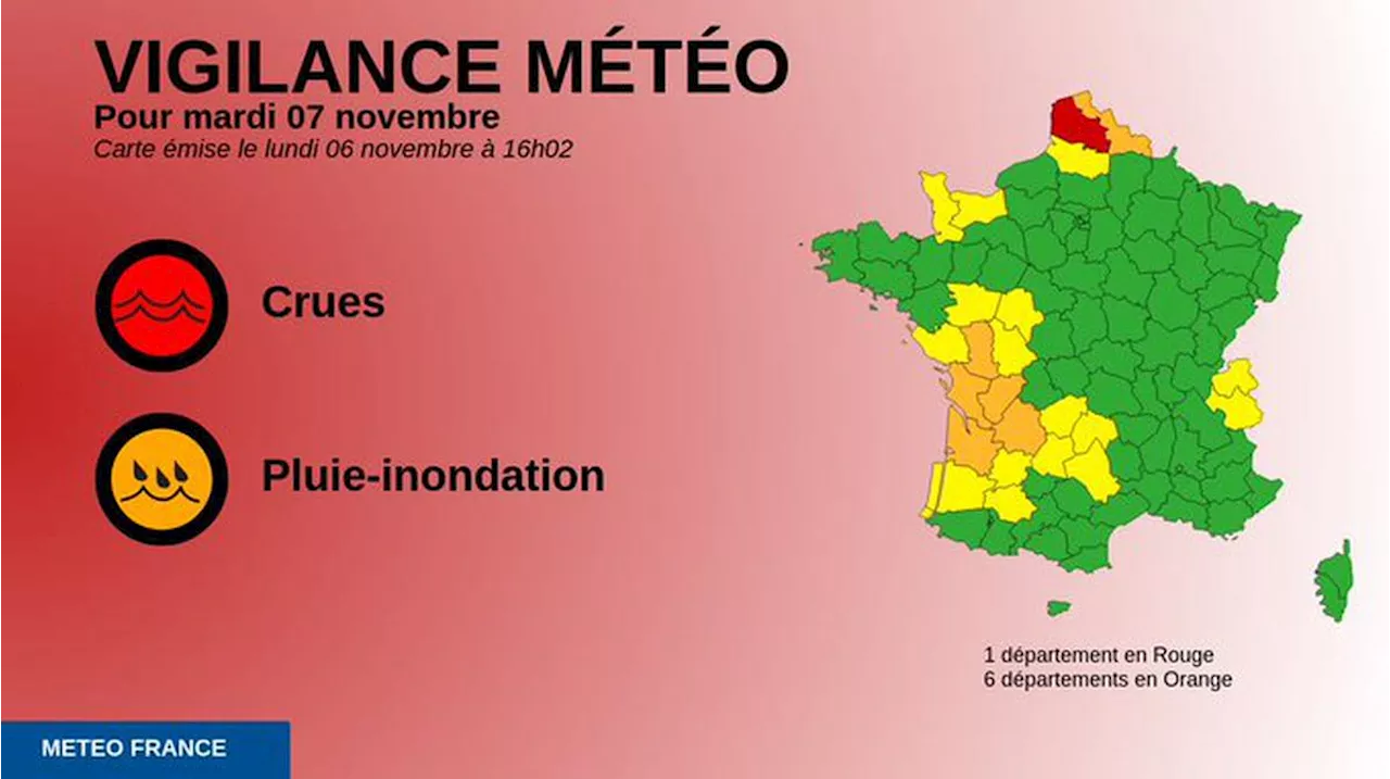 Alerte aux crues : le Pas-de-Calais placé en vigilance rouge, six autres départements en orange