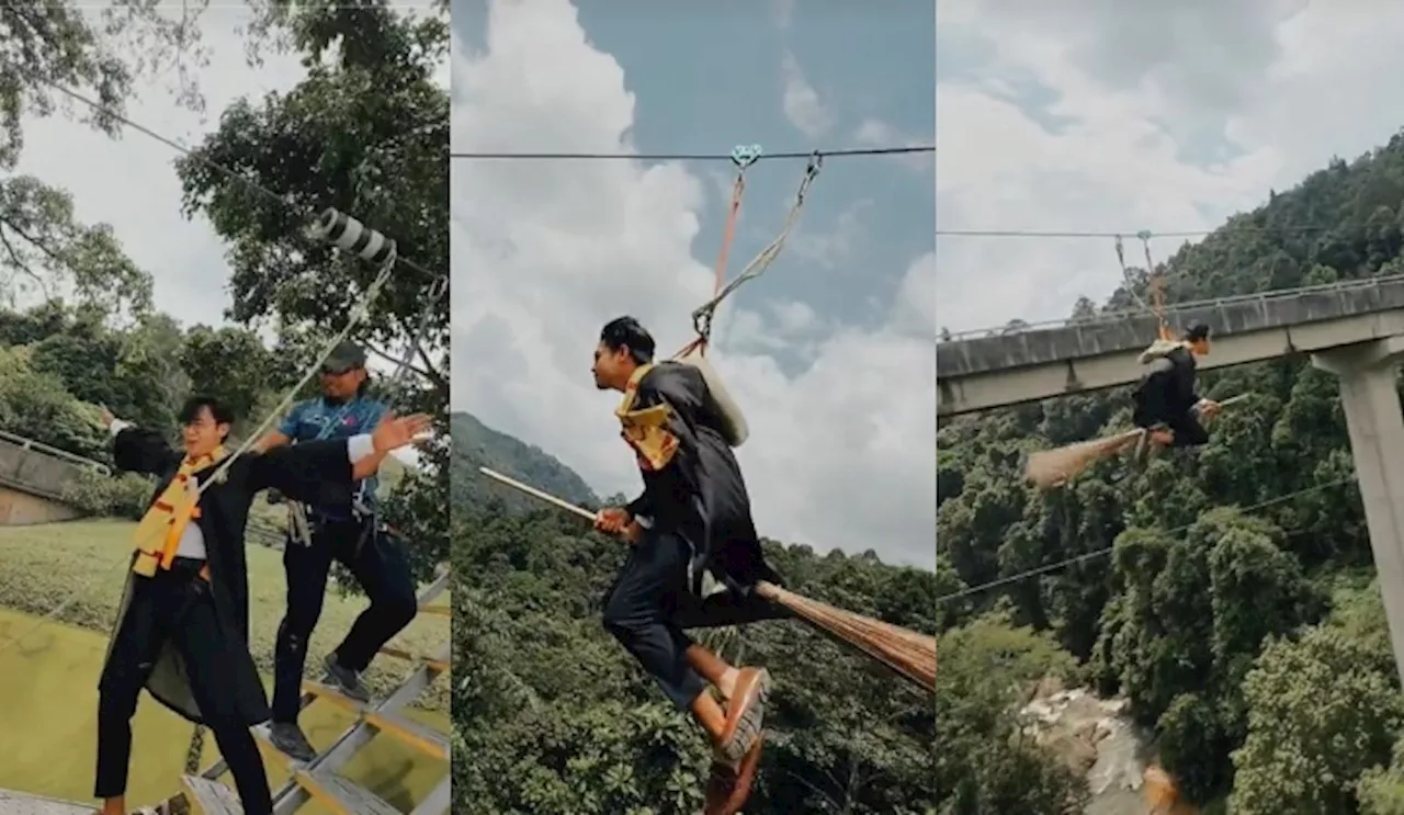 [Video] Naik Flying Fox Pakai Jubah Bak Harry Potter, Aksi Lelaki Ini Raih Perhatian