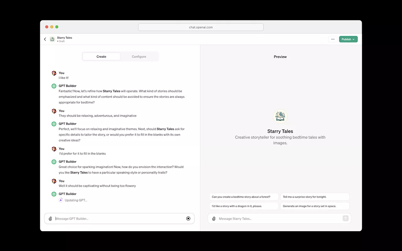 OpenAI’s GPT builder interface is dead simple to use.