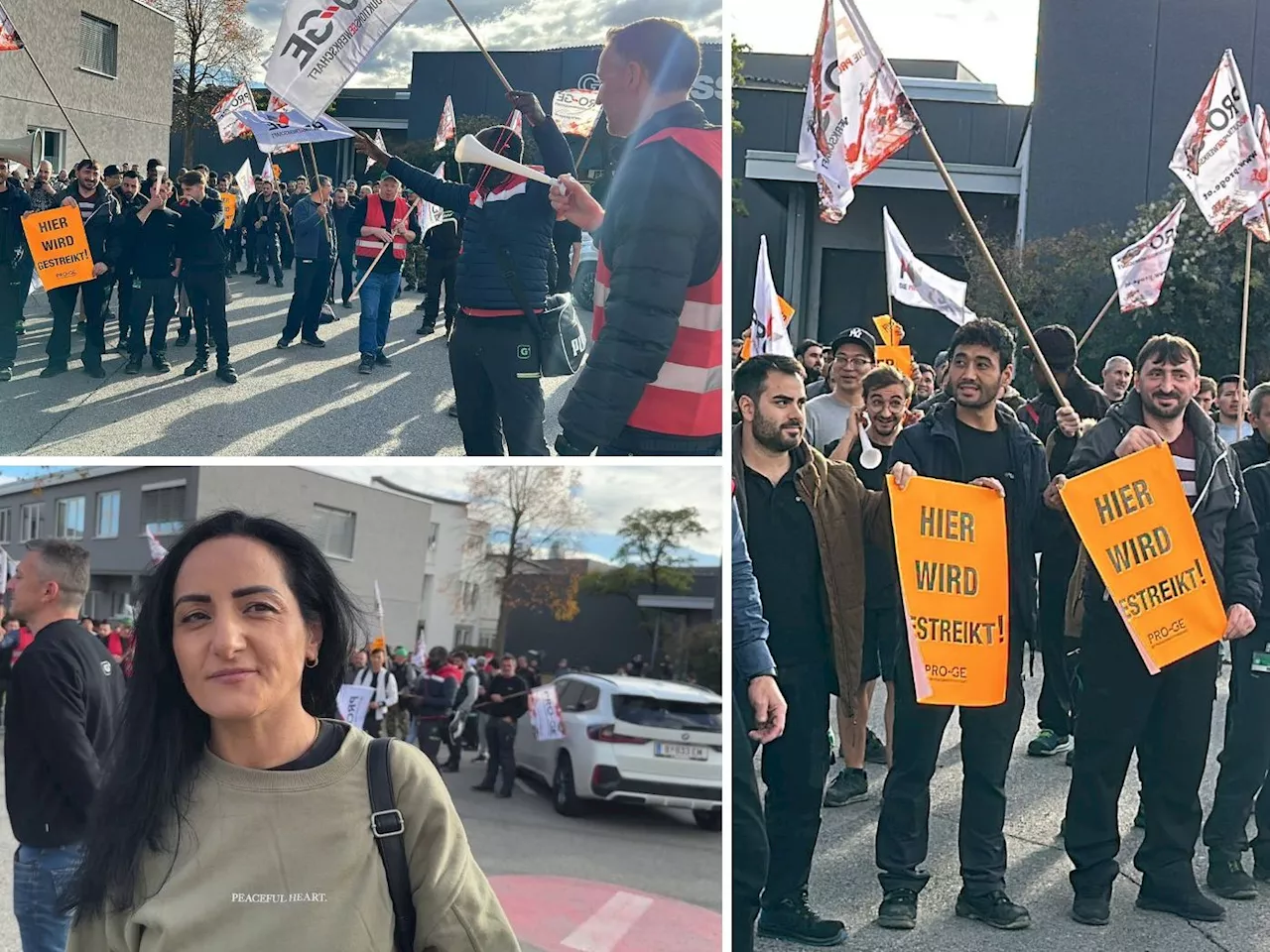 'Wir brauchen mehr Geld': Metaller-Warnstreik bei Firma Grass in Höchst