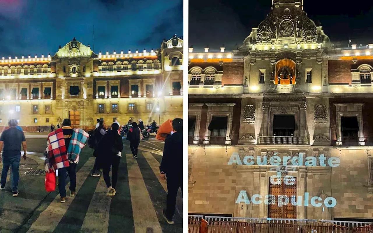 Caravana 'Acuérdate de Acapulco' acampa afuera de Palacio Nacional