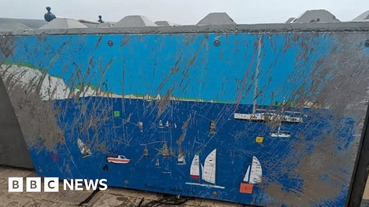 Swanage: Wave barriers murals battered by Storm Ciarán to stay put