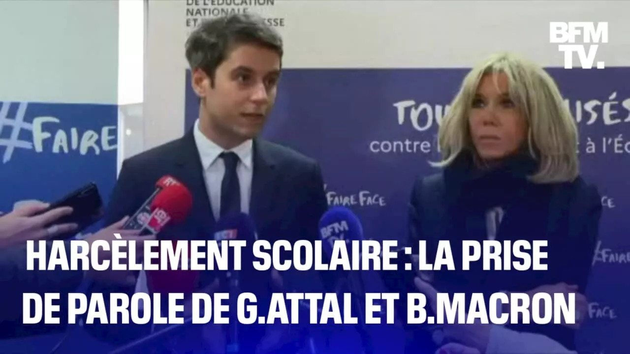 Harcèlement scolaire: la prise de parole de Gabriel Attal et Brigitte Macron