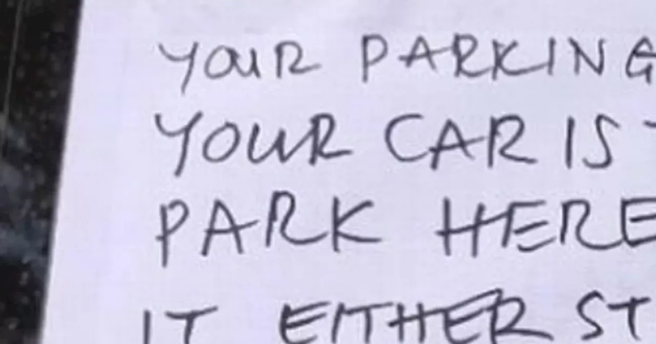 Neighbour leaves scathing note on car telling diver to 'stop' amid parking spat