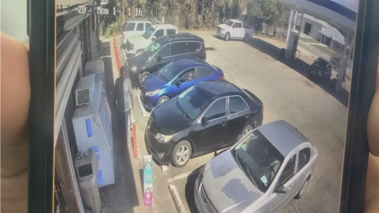 Surveillance video shows man shooting at Jacksonville gas station moments before police chase