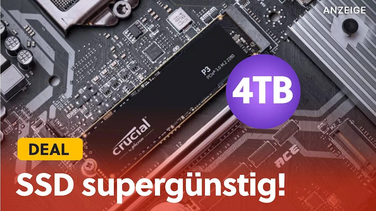 Starke 4TB SSD für unter 200€: Eine echte Crucial P3 M.2 NVMe SSD gibt's gerade supergünstig bei Amazon im Angebot!