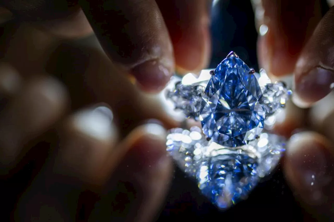 Blue diamond sells for more than £35m at Christie’s auction in Geneva