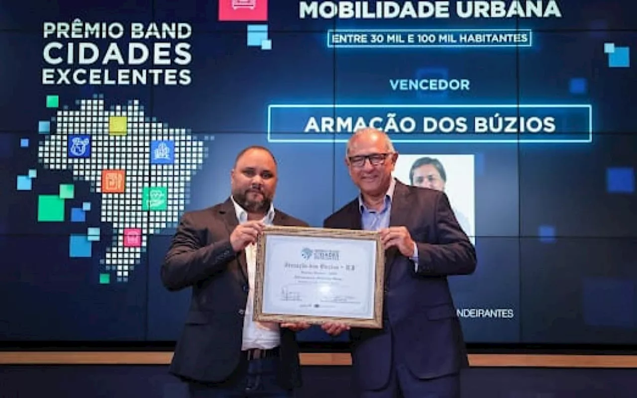 Búzios é campeã no quesito Infraestrutura e Mobilidade Urbana no 'Prêmio Band Cidades Excelentes 2023'