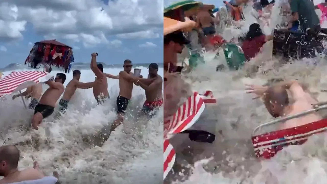 Una ola arrasó a los turistas en una playa de Río de Janeiro