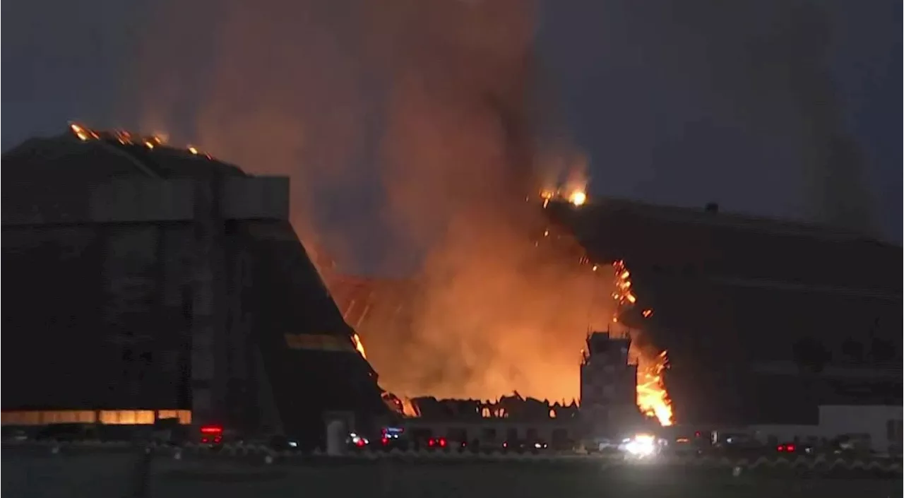 Fire burns former Tustin Air Base hangar, part of Orange County's military history