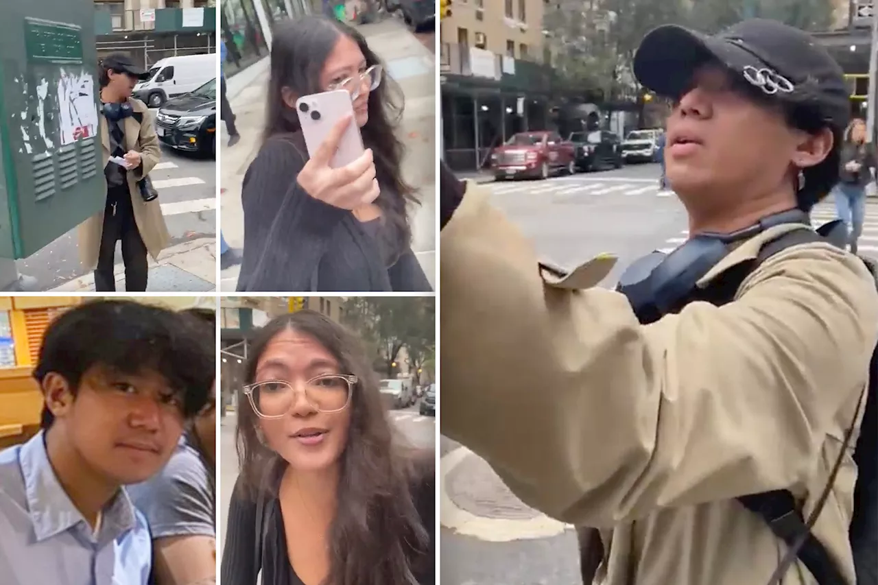 Two young activists caught ripping down posters of Hamas hostages near NYC's Hunter College