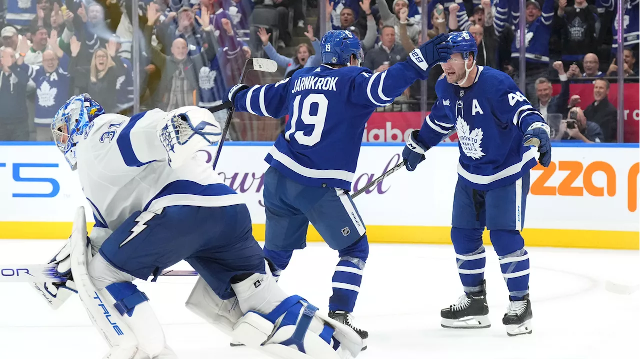 Jarnkrok scores in OT as Maple Leafs rally for comeback win over Lightning