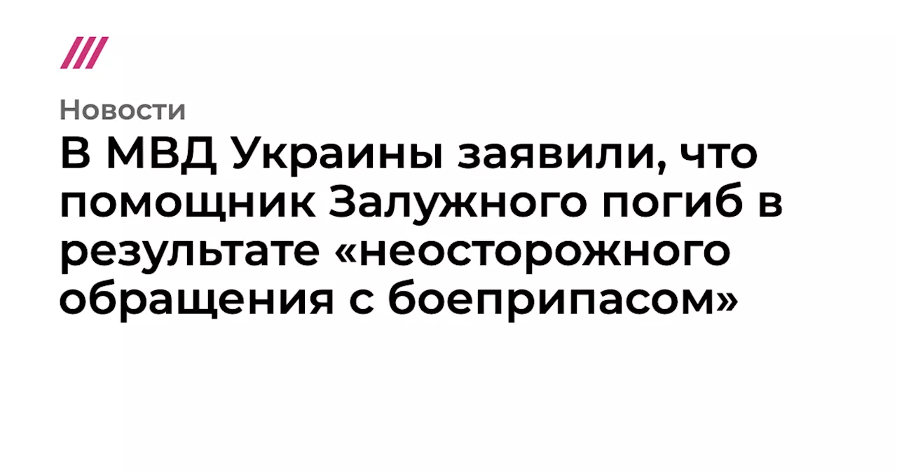 В МВД Украины заявили, что помощник Залужного погиб в результате «неосторожного обращения с боеприпасом»