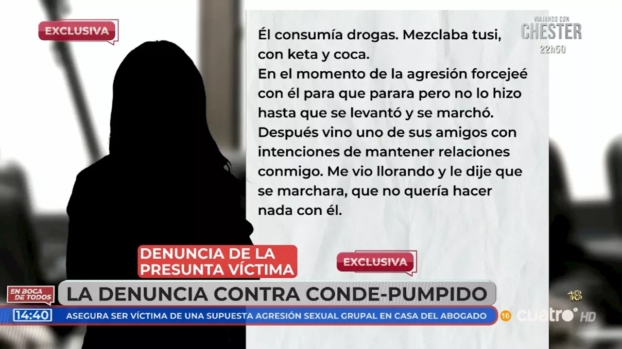 La denuncia textual de la presunta víctima de Cándido Conde-Pumpido Jr.: 'Me tiró a la cama, me subió, me cogió del cuello y...'