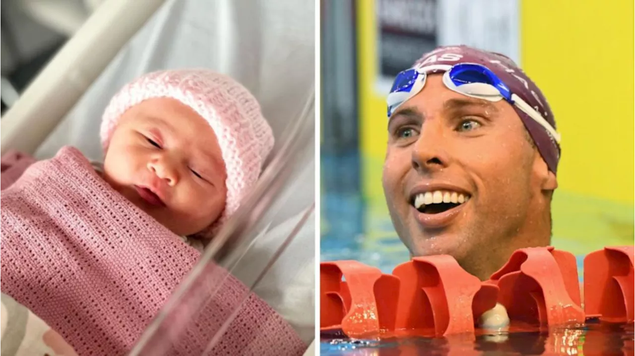 Australian swimming legend Grant Hackett spills beans on new baby’s special name