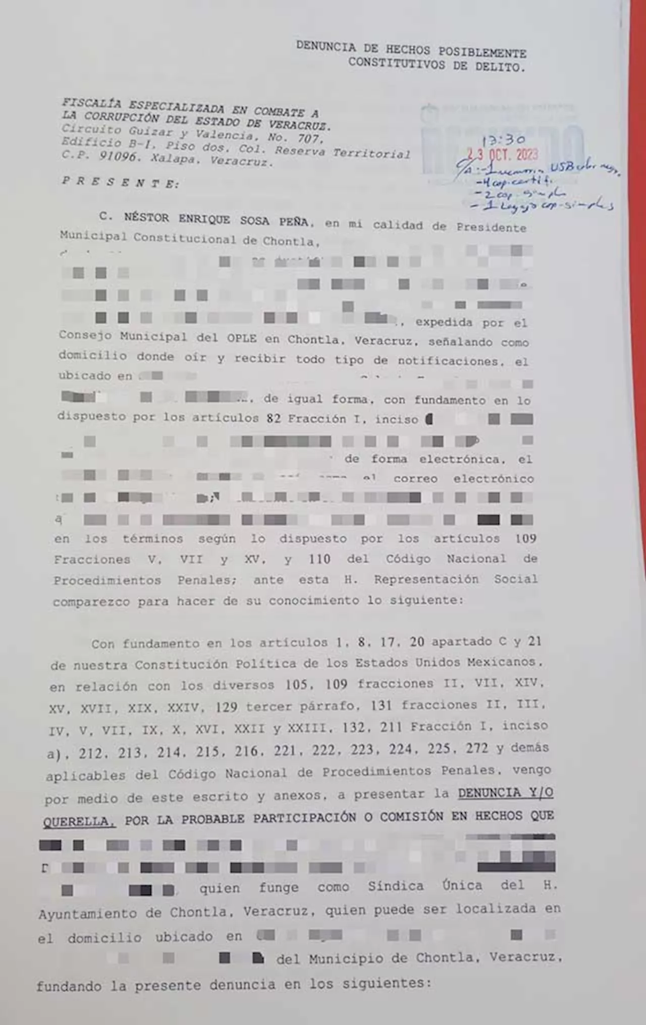 Alcalde de Chontla denuncia ante Fiscalía a Síndica por presunta corrupción