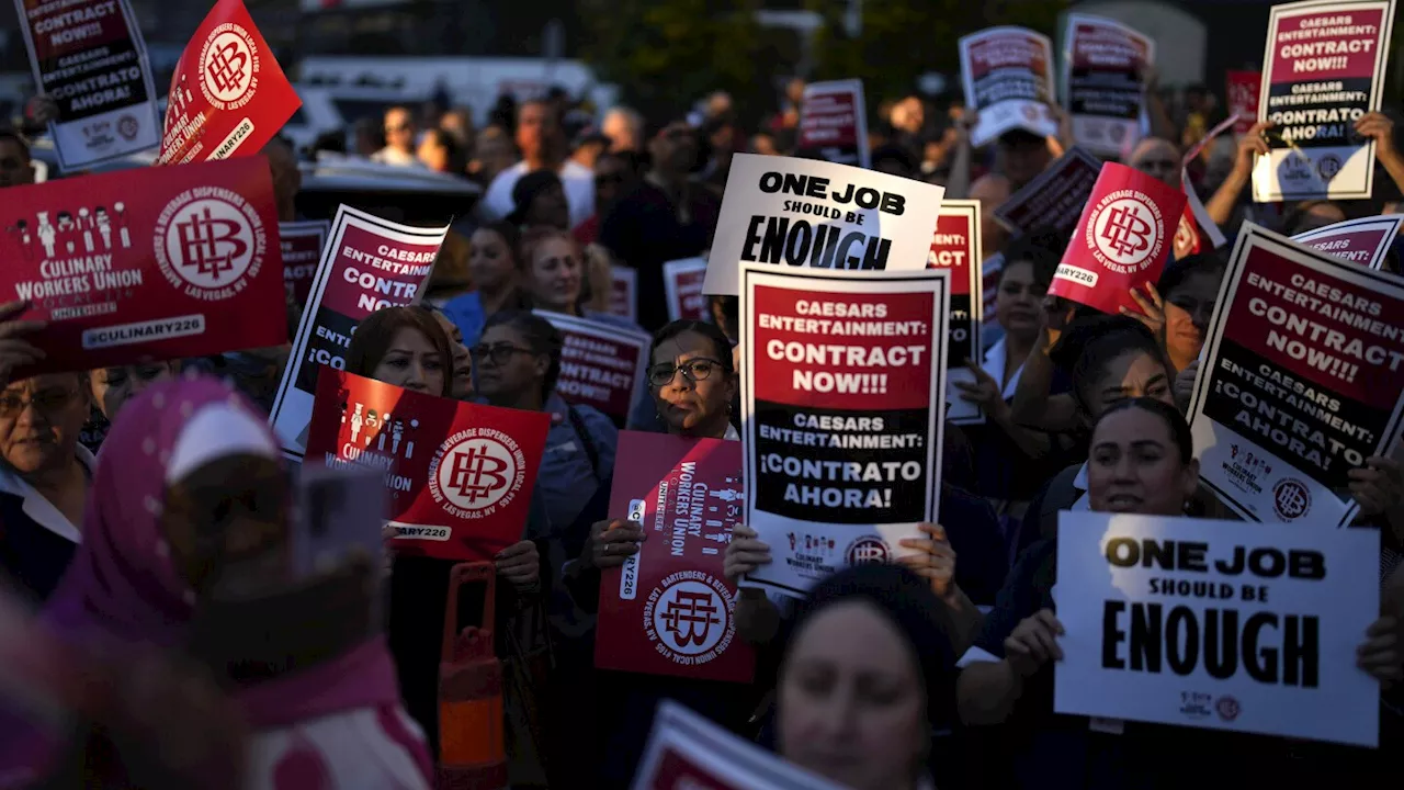 Las Vegas hotel workers union reaches tentative deal with Caesars, but threat of strike still looms