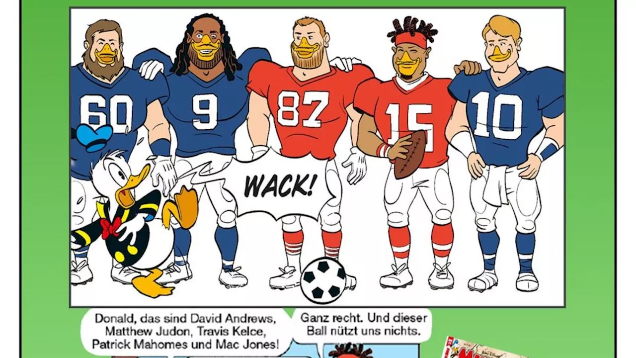 NFL-Superstar Patrick Mahomes besucht Entenhausen als Comicfigur