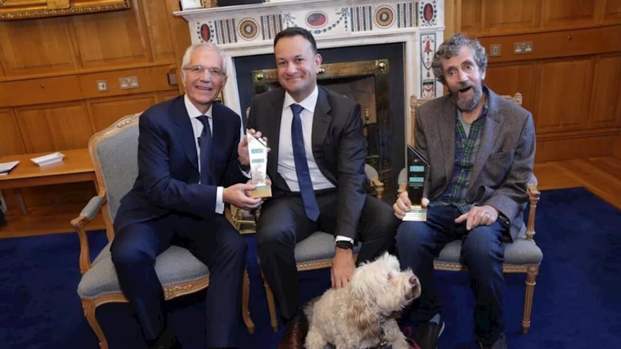 Taoiseach Leo Varadkar presents award to broadcaster Charlie Bird for raising €3.6m