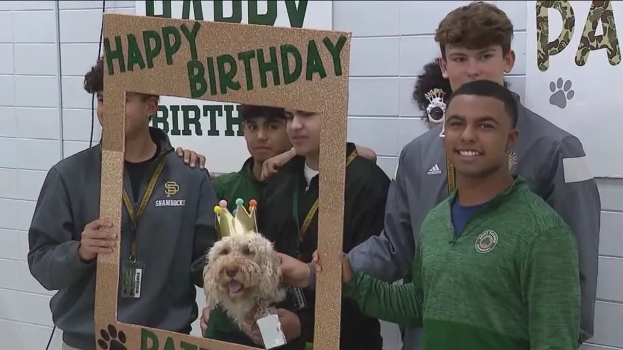 Chicago high school throws birthday bash for beloved therapy dog