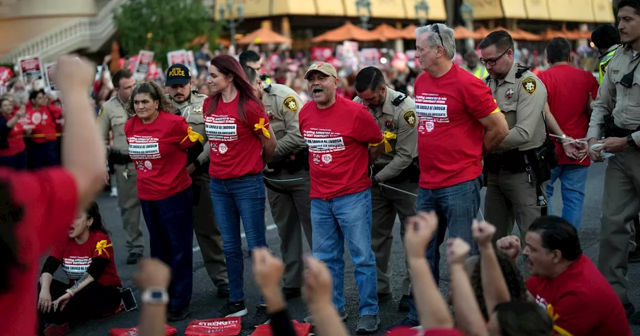 Las Vegas Hotel Workers Prepare To Strike On The Strip