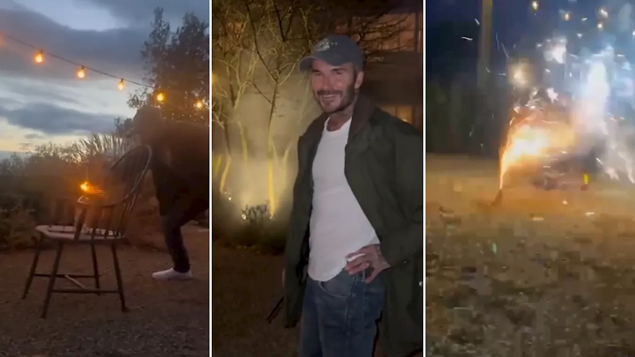 David Beckham, lo spettacolo con i fuochi d'artificio è un fallimento. E Victoria lo sfotte