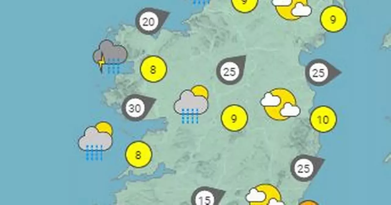 Heavy showers with risk of hail and thunder forecast for Wednesday
