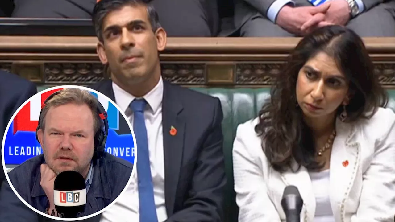 Rishi Sunak 'almost physically moves away' from Suella Braverman in House of Commons debate, says James...