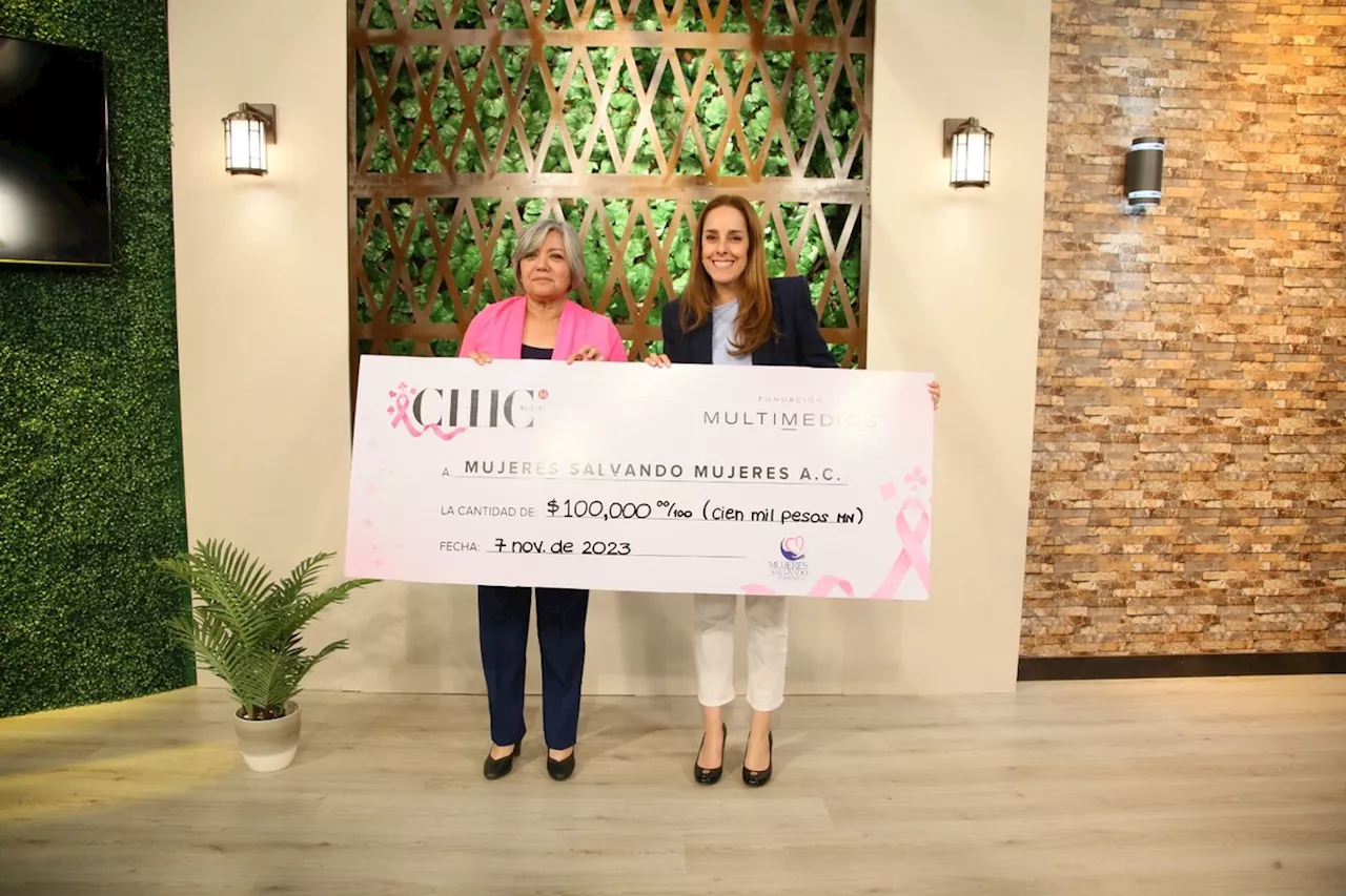 Fundación Multimedios entrega cheque por 100 mil pesos en apoyo a mujeres con cáncer de mama