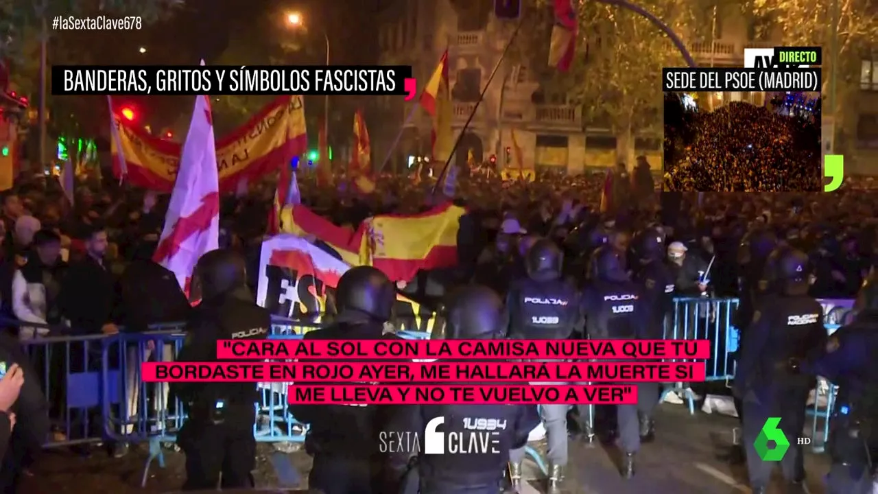 Las banderas y símbolos fascistas vistos en Ferraz y que (todavía) son legales en España