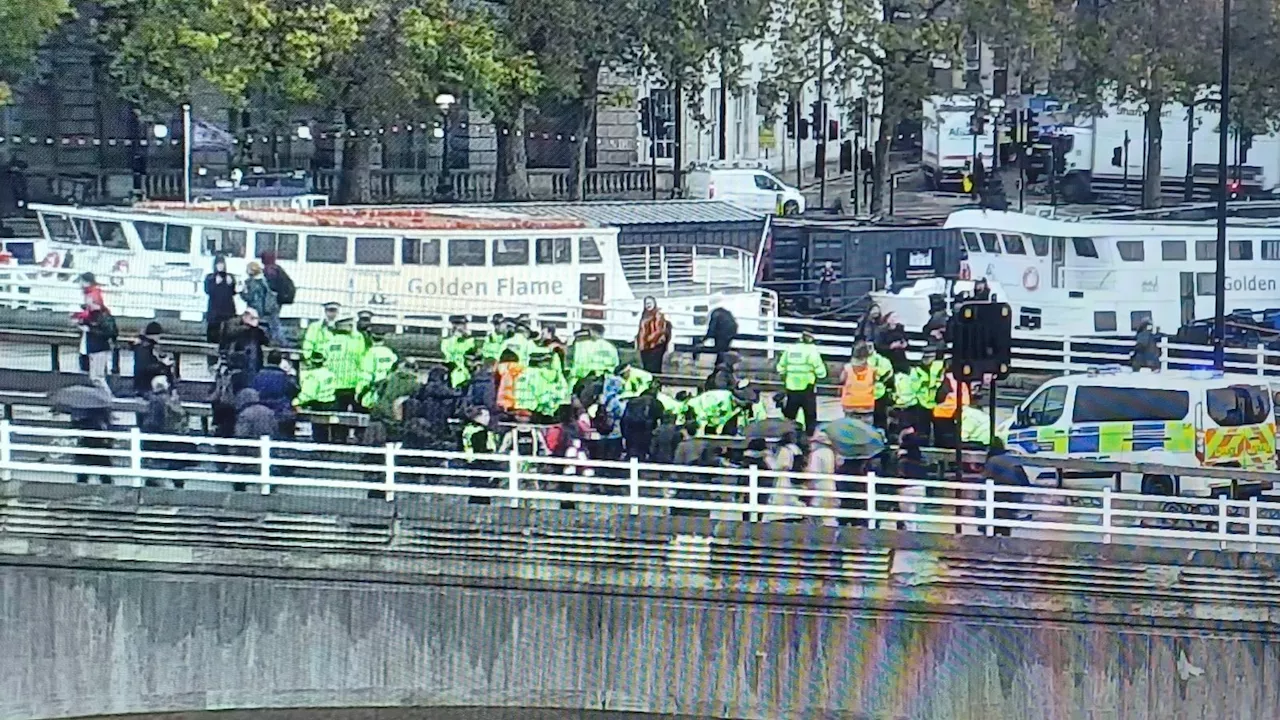 Just Stop Oil activists 'block ambulance on blue lights' on Waterloo Bridge