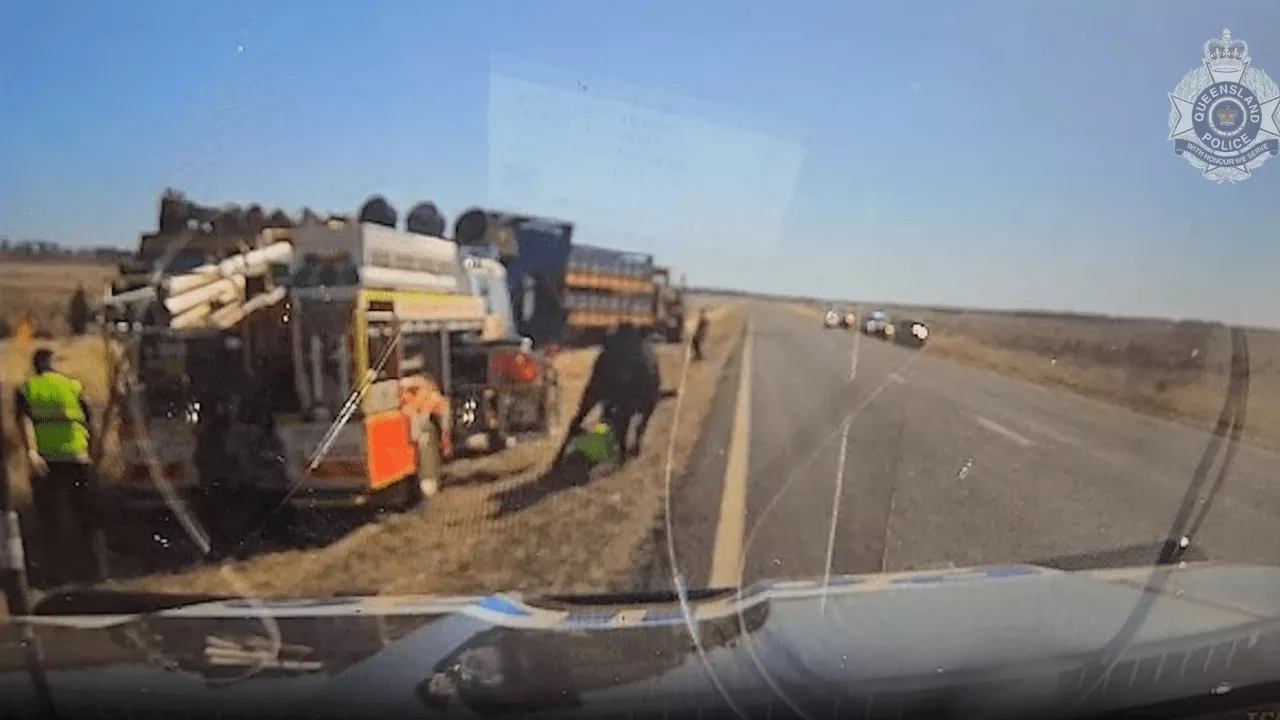 Wild footage shows police officer ploughed down by bull on highway