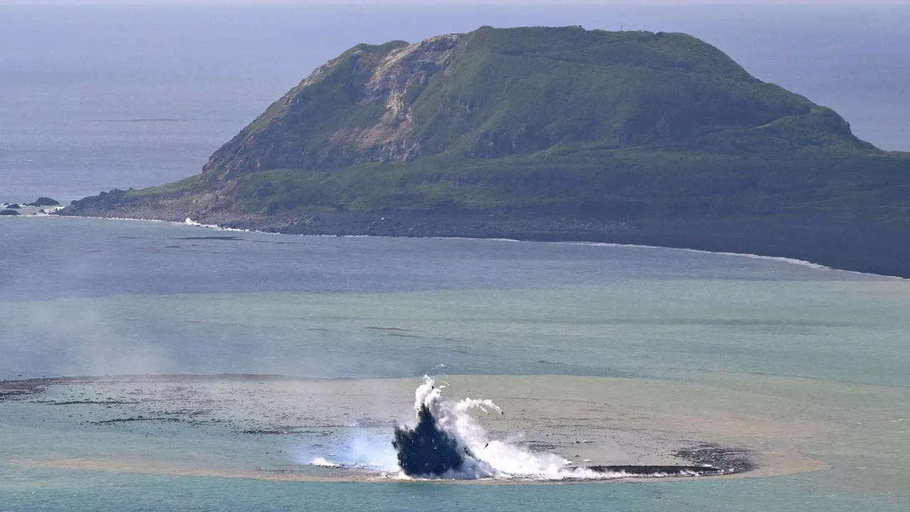 Tiny island forms after undersea volcano erupts off the coast of Japan