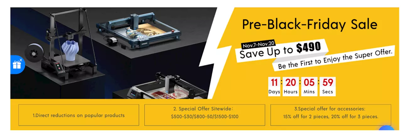 Longer Halloween / Pre-Black Friday Sale: Get a huge discount on RAY5 20W Laser Engraver (Coupon)