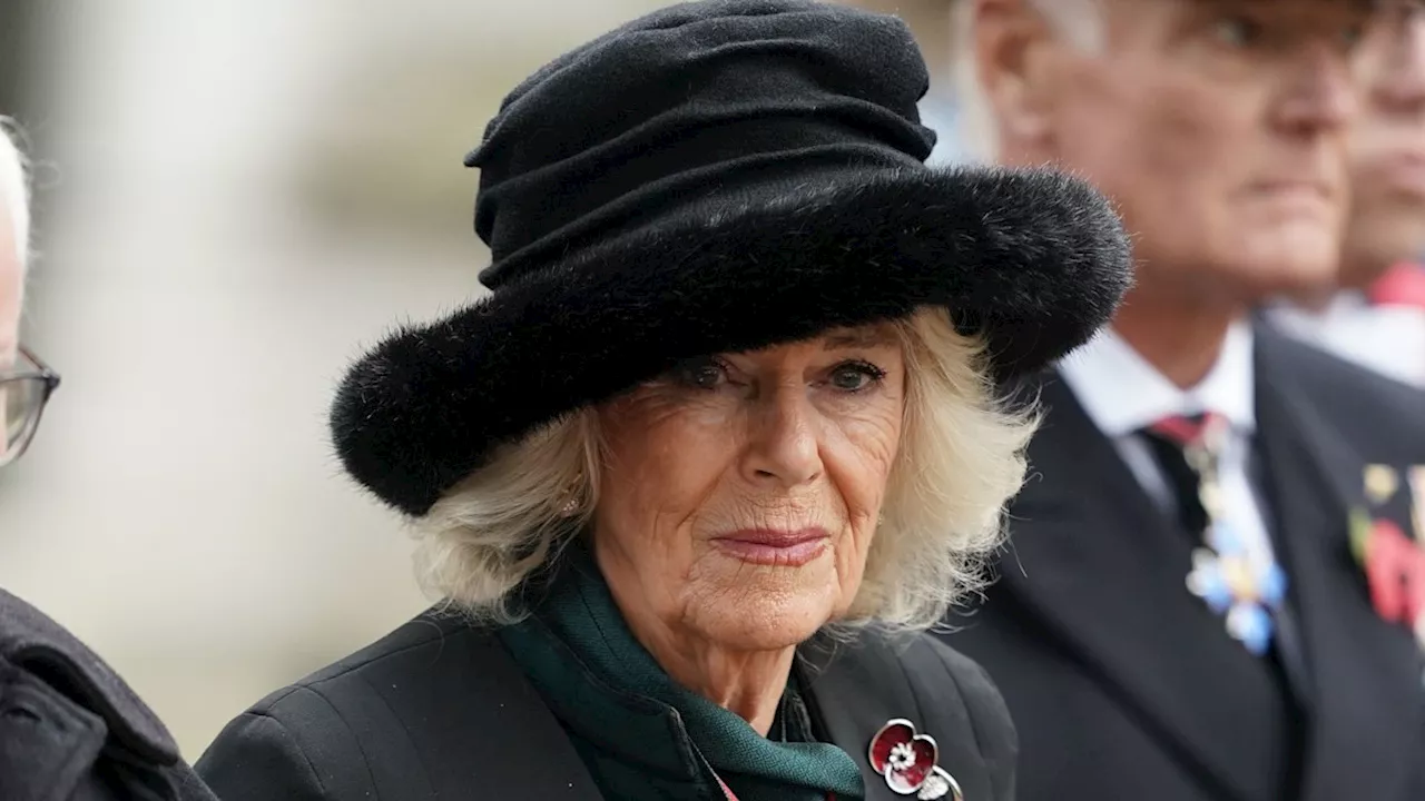 Queen Camilla embraces autumn in zip dress and cape for London outing