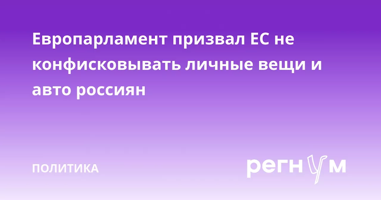 Европарламент призвал ЕС не конфисковывать личные вещи и авто россиян