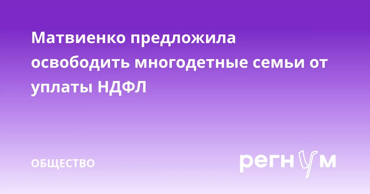 Матвиенко предложила освободить многодетные семьи от уплаты НДФЛ