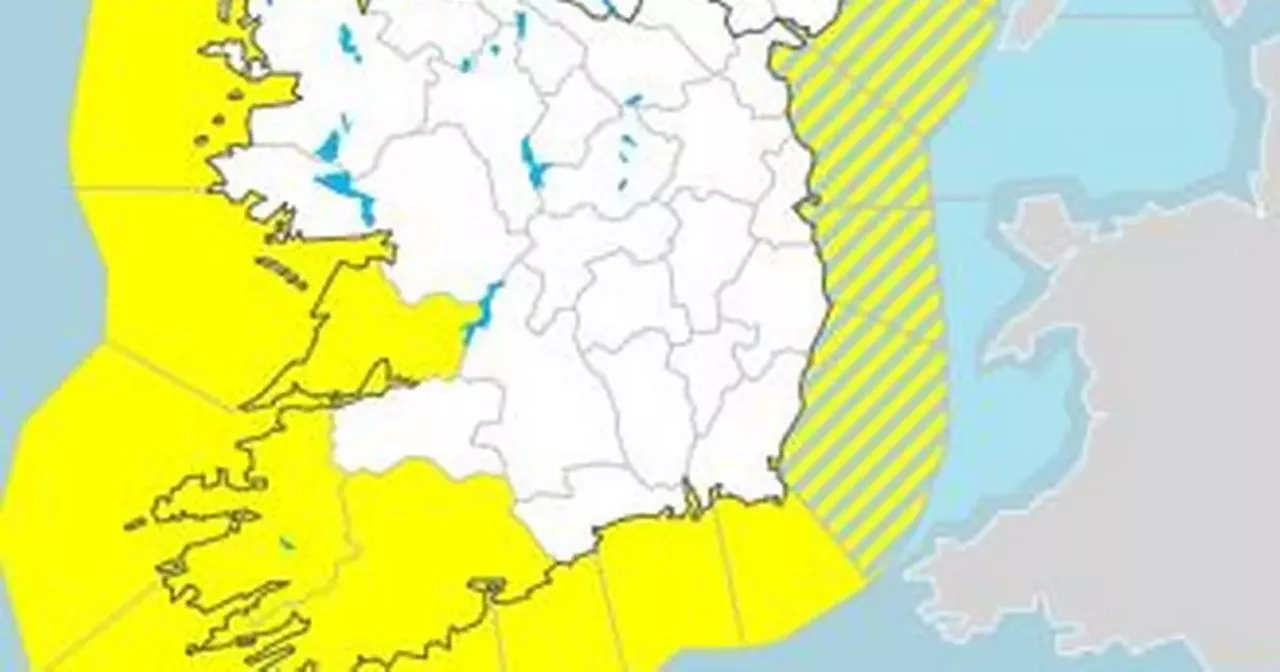 Status Yellow Rain and Wind Warnings for Clare, Kerry, and West Cork