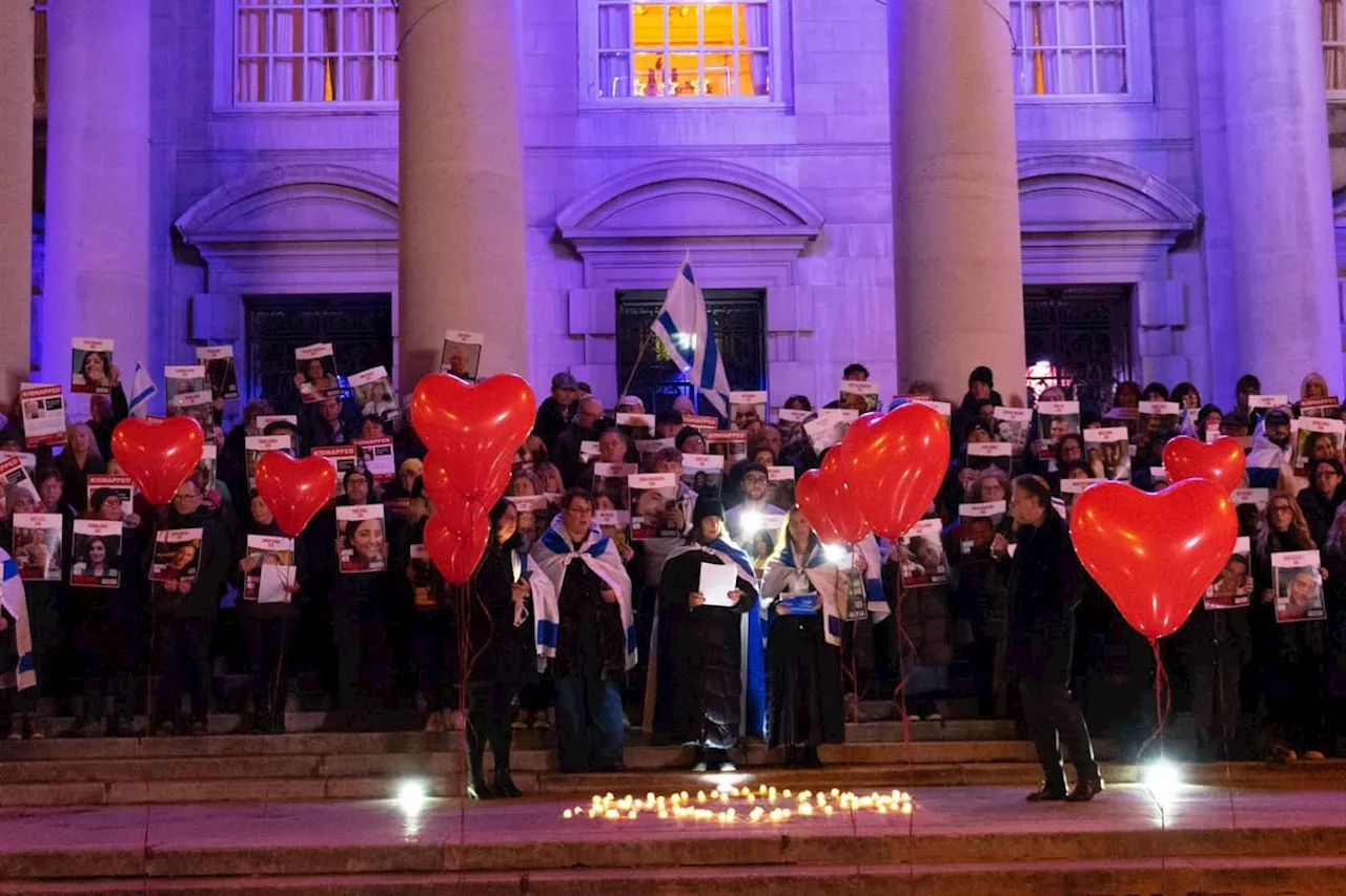 Jewish community in Leeds gathers in Millennium Square to mark one month since attack on Israel