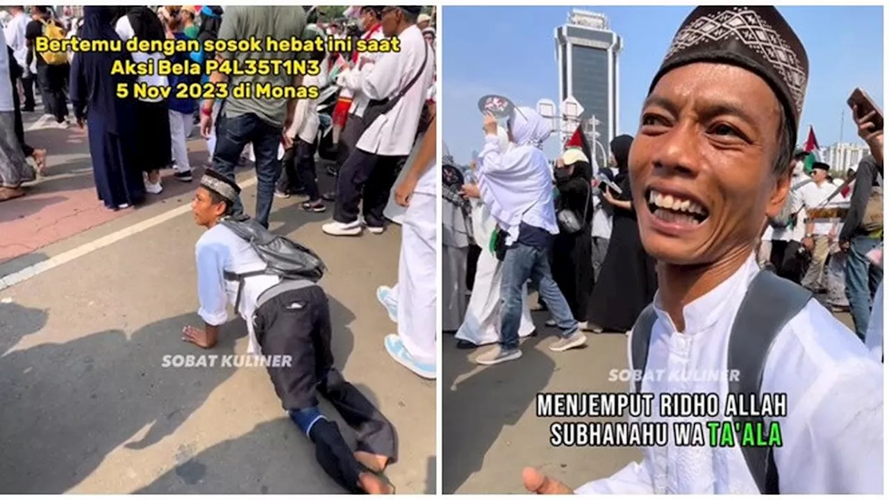 Viral Pria Disabilitas Ikut Aksi Bela Palestina, Semangat Meski Sambil Merangkak