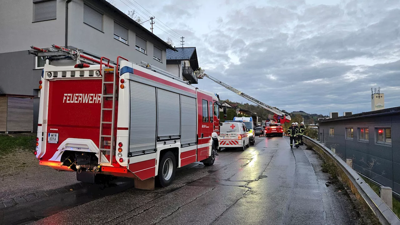 Feuerwehr barg Patienten mittels Drehleiter aus Haus in Waidhofen/Ybbs