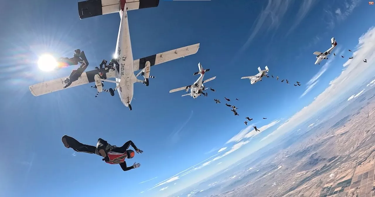 Daring moment skydiver broke world record shown in stunning video