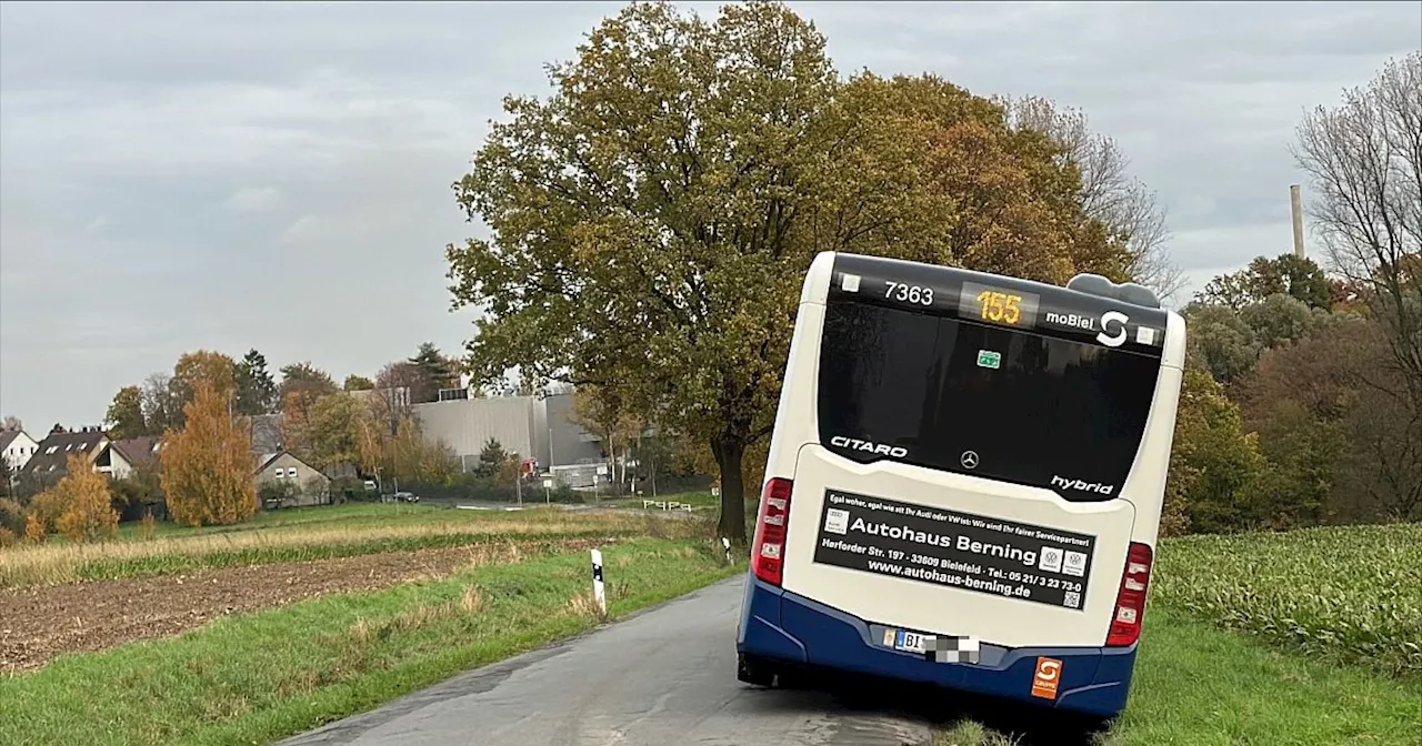 Bielefelder Bus gerät auf Großbrand-Ausweichroute in Graben