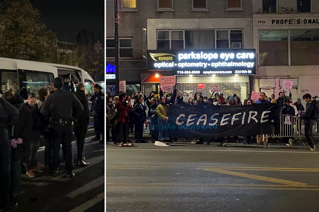 Pro-Palestinian protesters block traffic outside Rep. Goldman's Brooklyn office