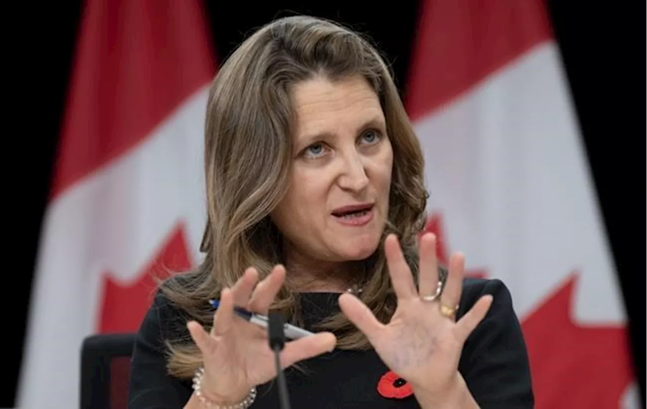 Finance Minister Chrystia Freeland to table Liberals' fall economic statement Nov. 21