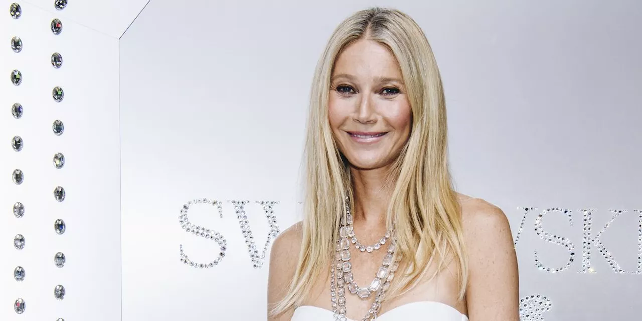 Gwyneth Paltrow is stunning in winter white dress at Swarovski x Skims party