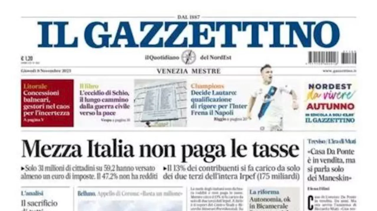 Il Gazzettino: “Decide Lautaro: qualificazione di rigore per l’Inter. Frena il Napoli“