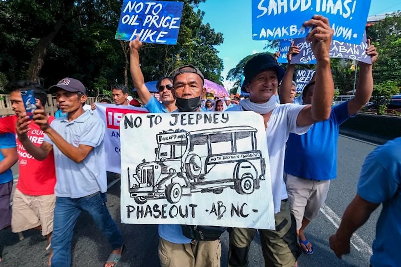 Transport groups in the Philippines protest against phasing out of public utility jeepneys