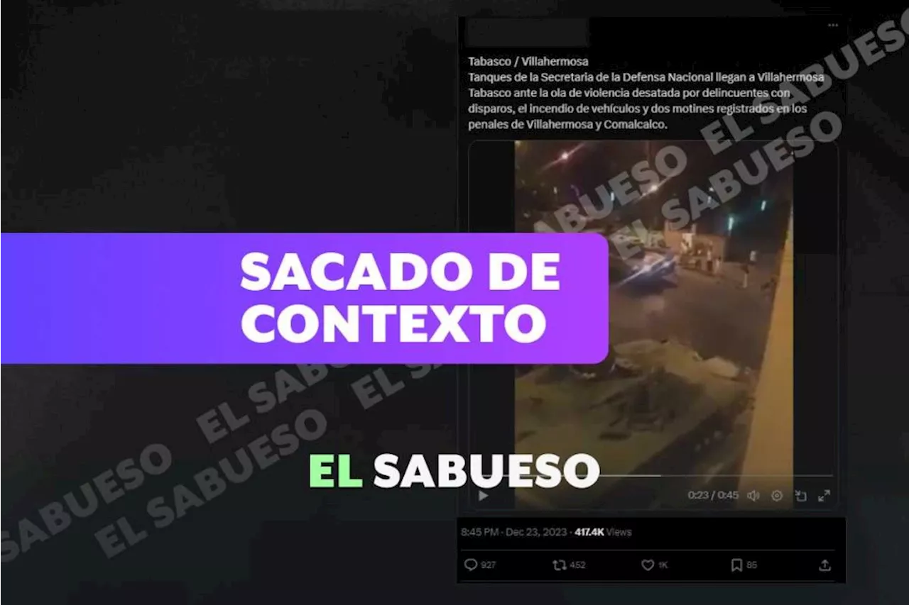 Video de tanque de guerra en Tabasco es falso