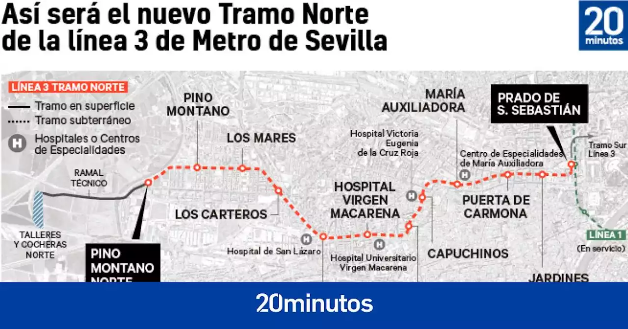 Las obras de la línea 3 del metro de Sevilla empezarán el 20 de febrero